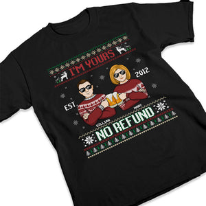 Je suis à toi, pas de remboursement ! T-shirt unisexe personnalisé, sweat à capuche, sweat-shirt ! Cadeau de Noël pour mari et femme, anniversaire