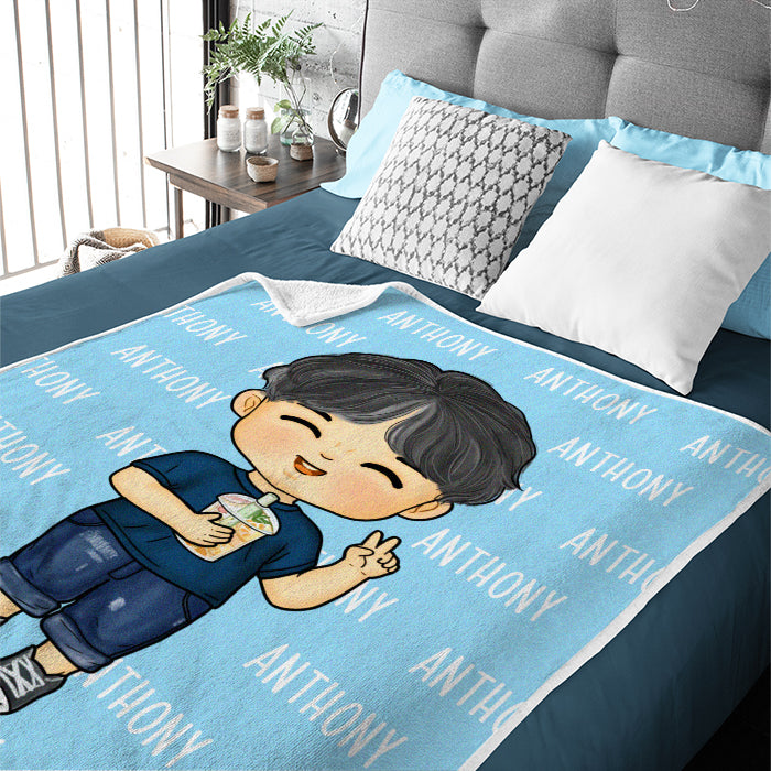 Couverture personnalisée avec lettrage coloré et adorable – Cadeau pour enfants, cadeau pour la famille, cadeau de Noël