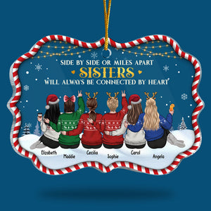 Les sœurs seront toujours liées par le cœur - Décoration de Noël personnalisée en acrylique en forme de Benelux - Cadeau pour meilleure amie, meilleure amie, sœur, cadeau d'anniversaire pour meilleure amie et amie, cadeau de Noël