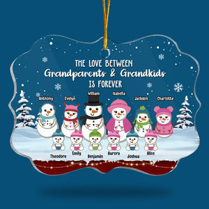 L'amour entre grands-parents et petits-enfants Bonhomme de neige - Décoration de Noël personnalisée en acrylique en forme de Benelux - Cadeau pour grands-parents, cadeau de Noël