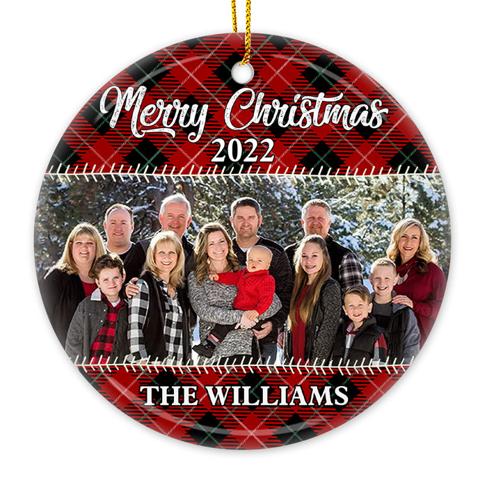Joyeux Noël - Décoration de Noël ronde personnalisée en céramique avec photo - Télécharger une image, cadeau pour la famille, cadeau de Noël