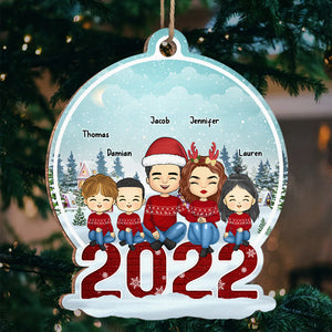 Noël, c'est la famille ! Décoration personnalisée pour la famille ! Boule à neige en bois ! Cadeau de Noël pour les membres de la famille
