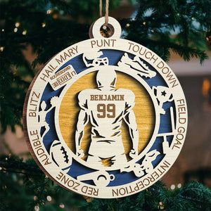 Série Sport Football Américain - Ornement Personnalisé Sportif - Forme Ronde en Bois - Cadeau de Noël pour Amateurs de Sport et Joueurs