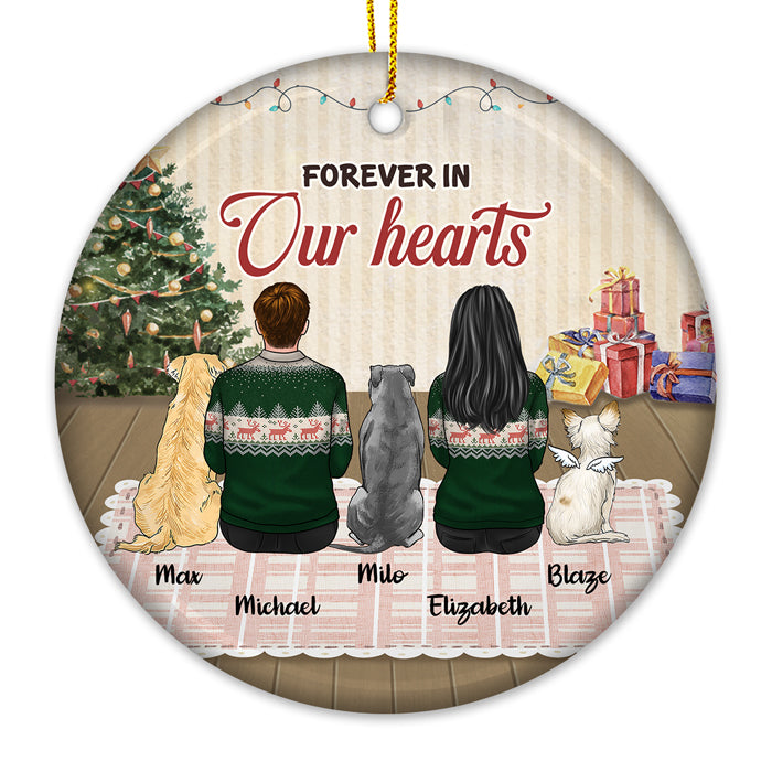 Pour toujours dans nos cœurs, pour toujours aimé - Décoration de Noël ronde personnalisée en céramique - Cadeau commémoratif, cadeau de condoléances, cadeau de Noël