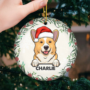 Joyeux Noël avec bébé en fourrure - Décoration personnalisée pour chien et chat - Forme ronde en céramique - Cadeau de Noël pour les propriétaires et les amoureux des animaux