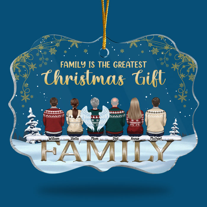Le plus beau cadeau de Noël est la famille ! Décoration de Noël personnalisée en acrylique en forme de Benelux. Cadeau pour la famille, cadeau de Noël.