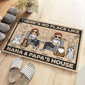 Il n'y a pas d'endroit comme la maison de Nana et Papa - Cadeau pour couples, mari et femme, tapis décoratif personnalisé
