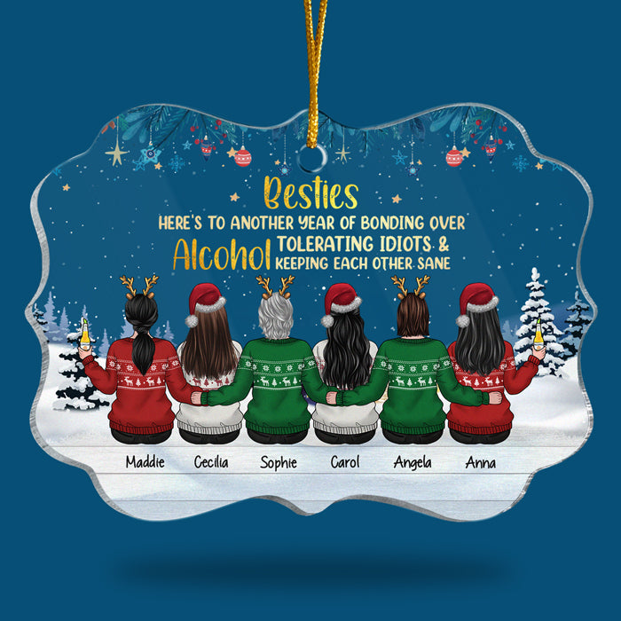 Voici une autre année de liens autour des idiots tolérants à l'alcool - Décoration de Noël personnalisée en acrylique en forme de Benelux - Cadeau pour meilleure amie, meilleure amie, sœur, cadeau d'anniversaire pour meilleure amie et amie, cadeau de Noël