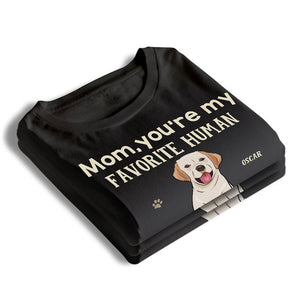 Maman, papa, tu es mon humain préféré - T-shirt unisexe personnalisé pour chien, sweat à capuche, sweat-shirt - Cadeau pour les propriétaires d'animaux et les amoureux des animaux