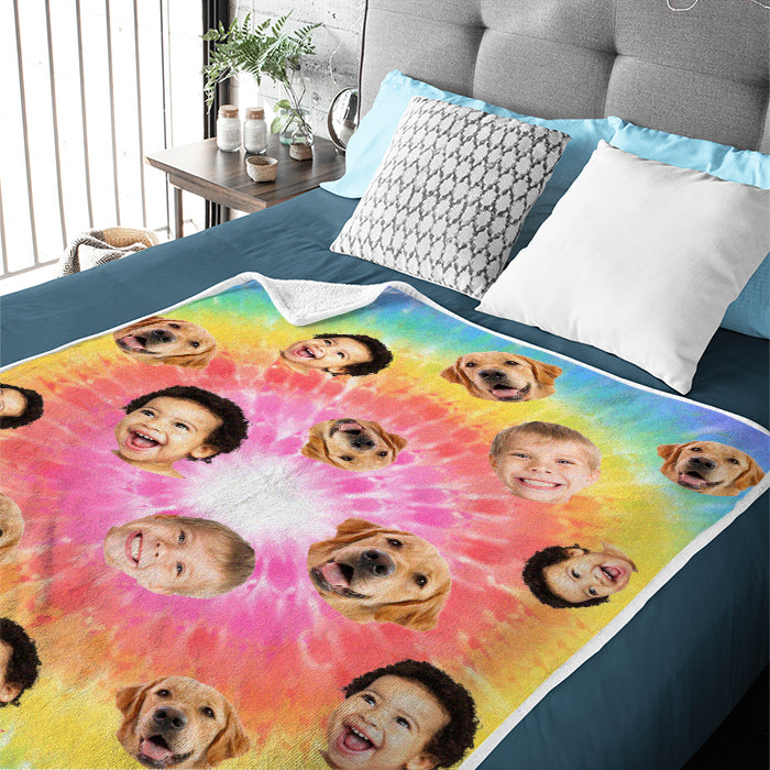 Couverture personnalisée « Vie colorée » : télécharger une image, cadeau pour la famille, cadeau de Noël