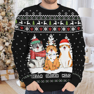 Joyeux Noël, humain ! Sweat-shirt de Noël unisexe personnalisé, en laine, imprimé intégral ! Cadeau pour les amoureux des chats et des animaux.