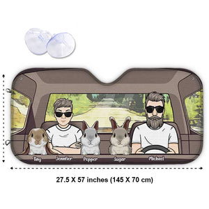 Voyager avec des lapins - Pare-soleil de voiture personnalisé - Cadeau pour couple, mari et femme