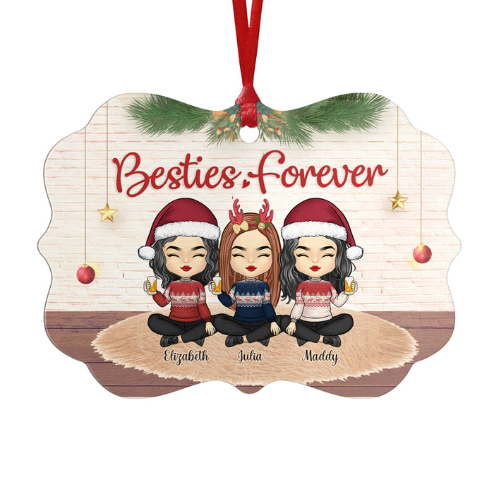 Besties Forever And Always - Décoration de Noël en bois personnalisée en forme de Benelux - Cadeau pour meilleure amie, meilleure amie, sœur, cadeau d'anniversaire pour meilleure amie et amie, cadeau de Noël