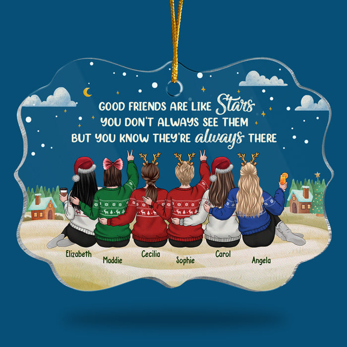 Les bons amis sont comme des étoiles - Décoration de Noël personnalisée en acrylique en forme de Benelux - Cadeau pour meilleure amie, meilleure amie, sœur, cadeau d'anniversaire pour meilleure amie et amie, cadeau de Noël