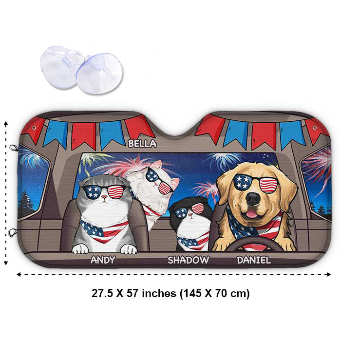 Joyeux 4 juillet, mon chien ! Pare-soleil de voiture personnalisé ! Cadeau pour les amoureux des animaux