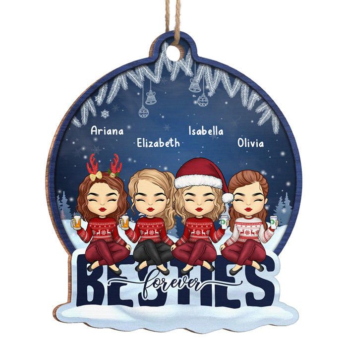 Nous sommes les meilleurs amis pour toujours - Ornement personnalisé Bestie - En forme de boule à neige en bois - Cadeau de Noël pour les meilleures amies, BFF, sœurs