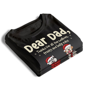 Merci pour toutes les promenades, les friandises et les caresses sur le ventre - T-shirt unisexe personnalisé pour chien, sweat à capuche, sweat-shirt - Cadeau de Noël pour les propriétaires d'animaux et les amoureux des animaux