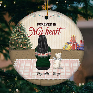 Pour toujours dans mon cœur, pour toujours aimé - Décoration de Noël ronde personnalisée en céramique - Cadeau commémoratif, cadeau de condoléances, cadeau de Noël