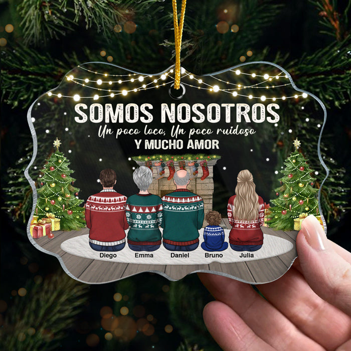 Somos Nosotros Un Poco Loco, Un Poco Ruidoso Y Mucho Amor - Ornement de Noël en acrylique personnalisé en forme de Benelux - Cadeau pour la famille, Cadeau de Noël