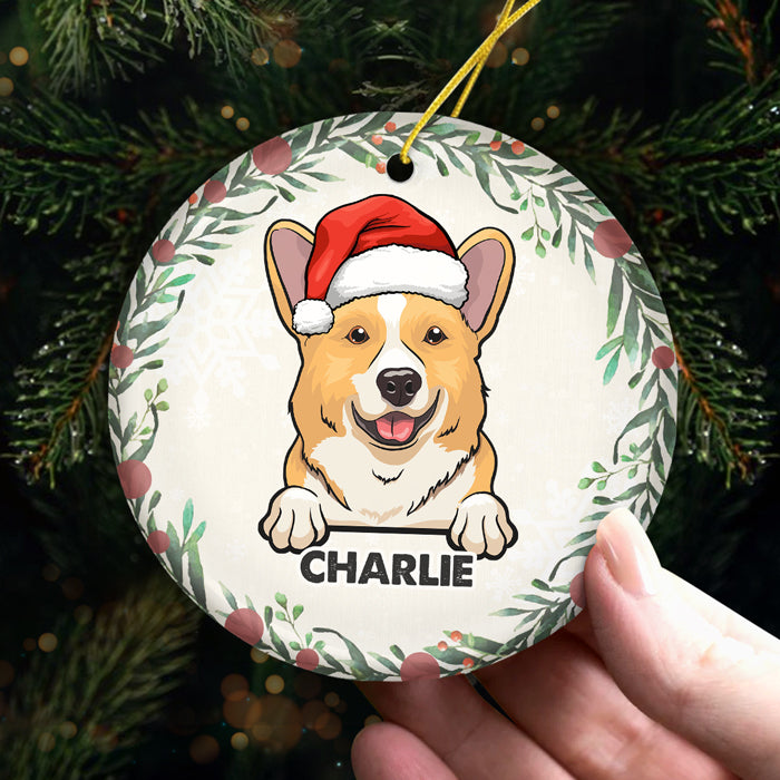 Joyeux Noël avec bébé en fourrure - Décoration personnalisée pour chien et chat - Forme ronde en céramique - Cadeau de Noël pour les propriétaires et les amoureux des animaux
