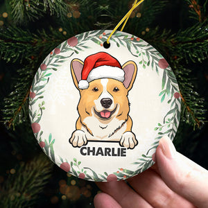 Joyeux Noël avec bébé en fourrure - Décoration personnalisée pour chien et chat - Forme ronde en céramique - Cadeau de Noël pour les propriétaires et les amoureux des animaux