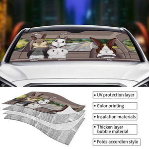 Famille de lapins - Pare-soleil de voiture personnalisé - Cadeau pour les amoureux des animaux
