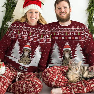 Joyeux Noël, humain ! Sweat-shirt de Noël unisexe personnalisé, en laine, imprimé intégral ! Cadeau pour les amoureux des chats et des animaux.