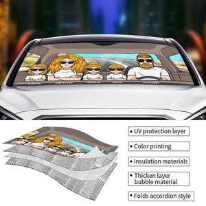 Happy Family Trip - Personalized Auto Sunshade - Gift For Couples, Husband Wife