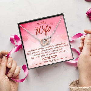 To My The Day I Met You I Found My Missing Piece - Gift For Couples, Husband Wife, Personalized Interlocking Hearts Necklace.