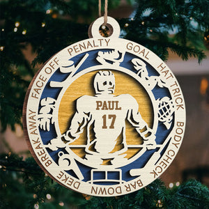 Série Sport Hockey - Ornement personnalisé sportif - Forme ronde en bois - Cadeau de Noël pour les amateurs de sport et les joueurs