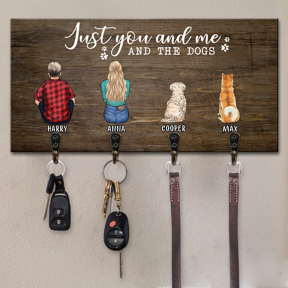 Juste toi, moi et les chiens - Porte-clés personnalisé, porte-clés - Cadeaux d'anniversaire, cadeau pour couples, mari, femme, amoureux des chiens