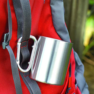 Happy Campers Outdoor Adventure - Mug de camping personnalisé avec mousqueton - Cadeau pour les amateurs de camping