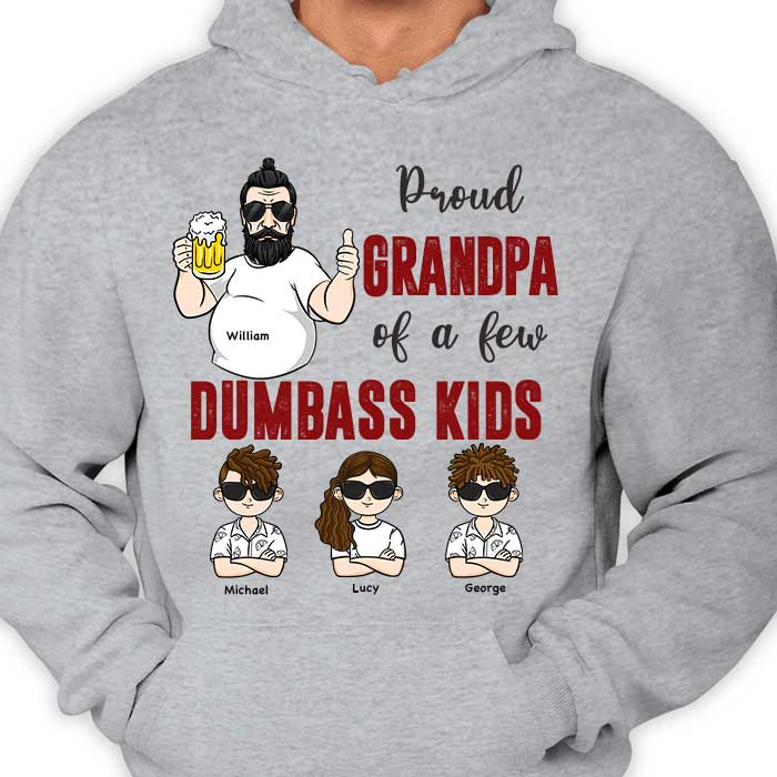 Fier papa d'enfants stupides - T-shirt et sweat à capuche unisexe personnalisé - Cadeau pour papa et grand-père