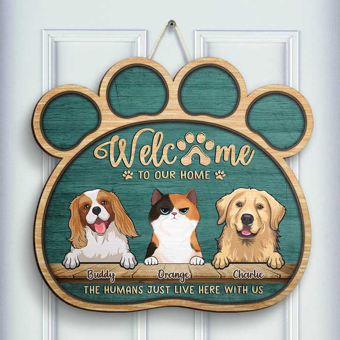 Welcome To Our Home - Personalized Shaped Door Sign.