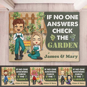 Si personne ne répond, vérifiez le jardin ! Tapis décoratif personnalisé ! Cadeau pour couples et amateurs de jardinage