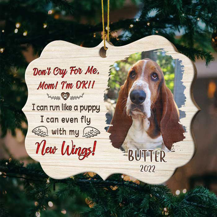 Ne pleure pas pour moi ! Téléchargez une photo d'animal de compagnie ! Décoration de Noël en bois personnalisée en forme de Benelux.