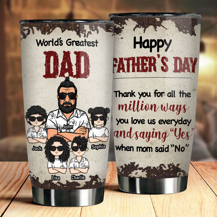 Merci pour tous les millions de façons - Gobelet personnalisé - Cadeau pour papa, cadeau pour la fête des pères