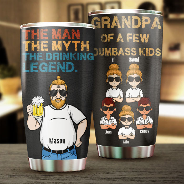 La légende de la boisson, papa d'enfants stupides - Cadeau pour papa, grand-père - Verre personnalisé