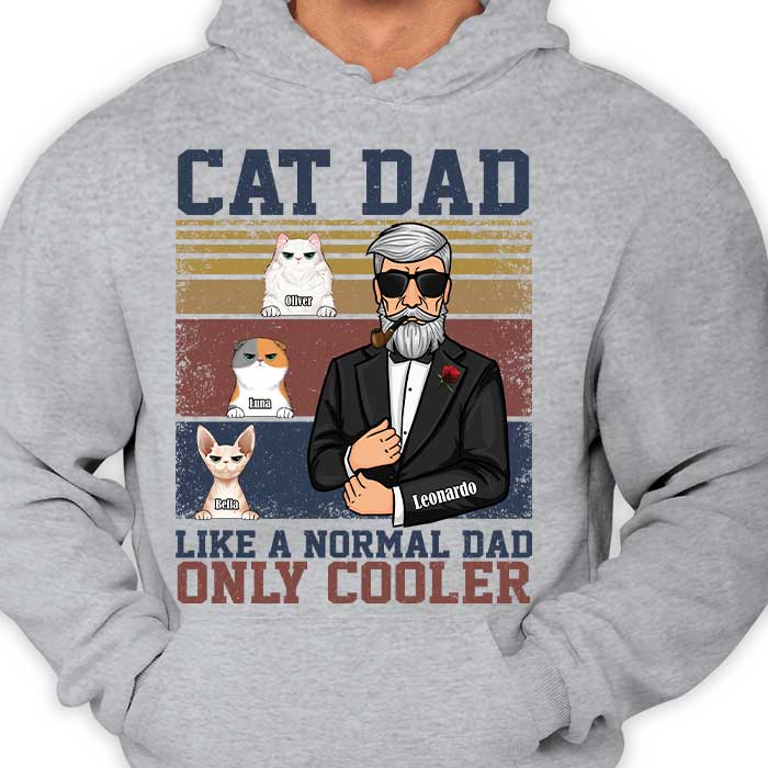 T-shirt et sweat à capuche unisexe personnalisé « Cat Dad Cooler » – Cadeau pour papa