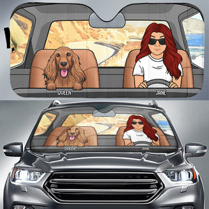 Car Protection With Fur Babies - Personalized Dog Auto Sun Shade.