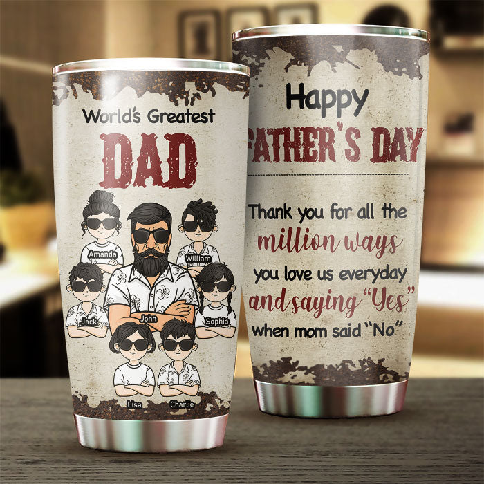 Merci pour tous les millions de façons - Gobelet personnalisé - Cadeau pour papa, cadeau pour la fête des pères