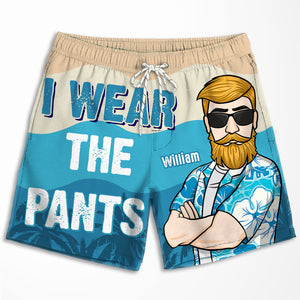 I Wear Pants I Pick Them Out - Personalized Couple Beach Shorts - Gift For Couples, Husband Wife