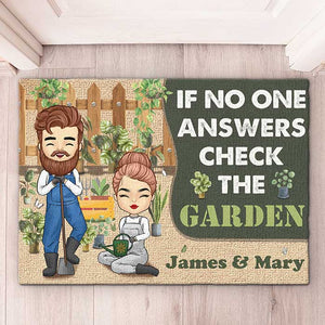Si personne ne répond, vérifiez le jardin ! Tapis décoratif personnalisé ! Cadeau pour couples et amateurs de jardinage