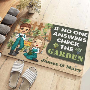 Si personne ne répond, vérifiez le jardin ! Tapis décoratif personnalisé ! Cadeau pour couples et amateurs de jardinage