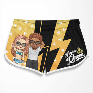 Je suis son roi - Short de plage personnalisé pour couple - Cadeau pour couple, mari et femme