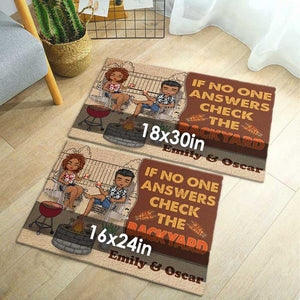 Si personne ne répond, vérifiez votre jardin ! Tapis décoratif personnalisé ! Cadeau pour couple, mari et femme