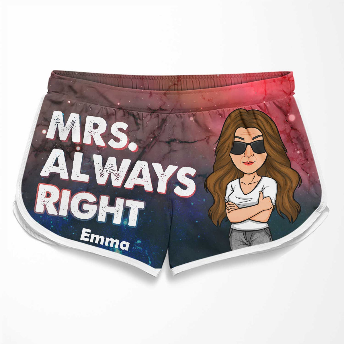M. Jamais Raison, Mme Toujours Raison - Short de plage personnalisé pour couple - Cadeau pour couple, mari et femme