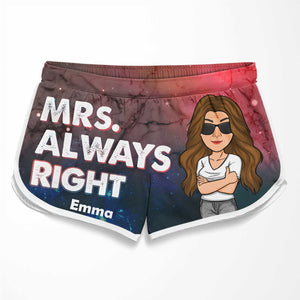 M. Jamais Raison, Mme Toujours Raison - Short de plage personnalisé pour couple - Cadeau pour couple, mari et femme