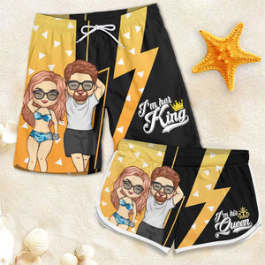 Je suis son roi - Short de plage personnalisé pour couple - Cadeau pour couple, mari et femme