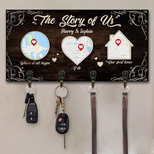 The Story Of Us - Personalized Key Hanger, Key Holder - Gift For Couples, Husband Wife